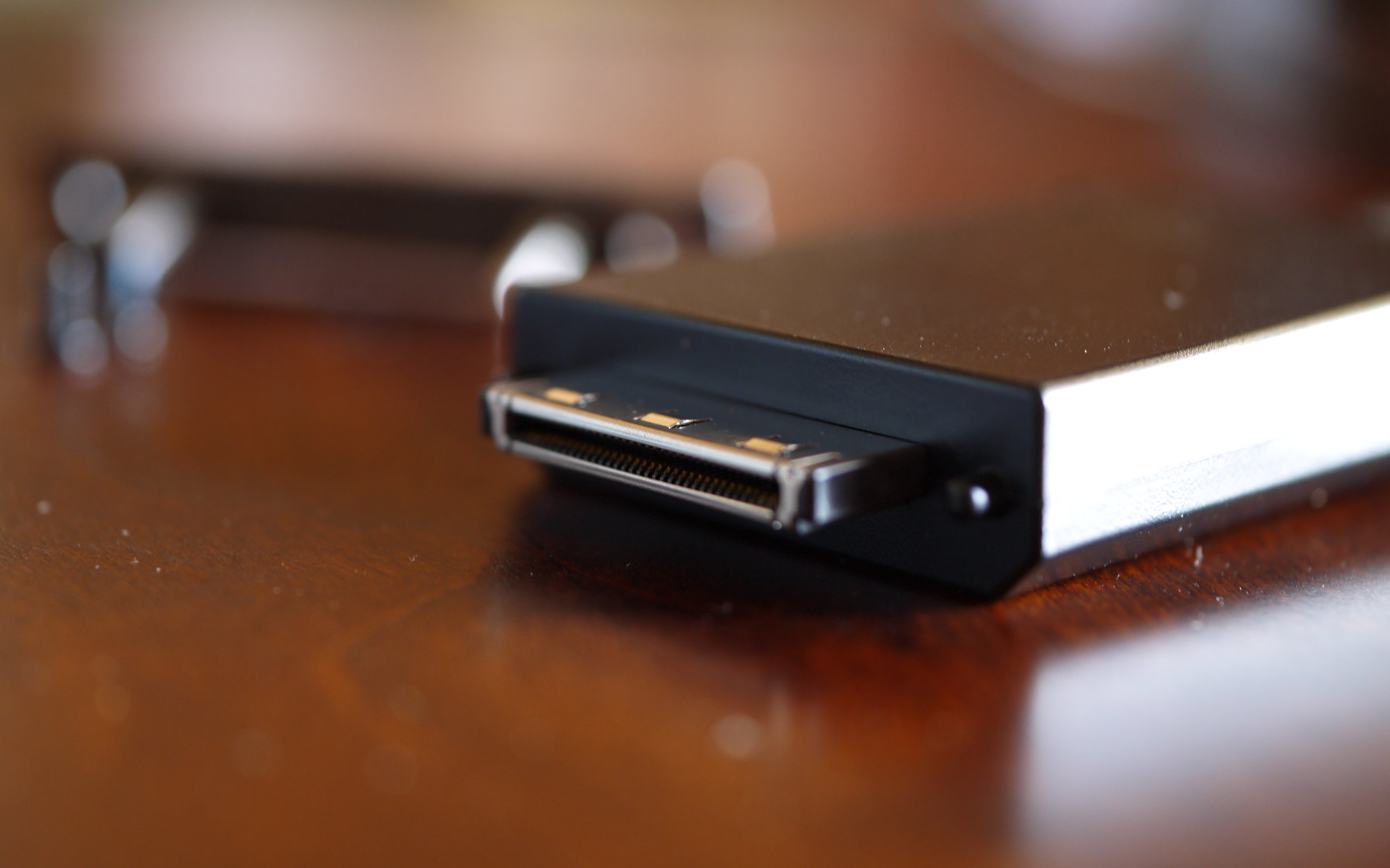 A closeup of the TB15's end of the Thunderbolt connector